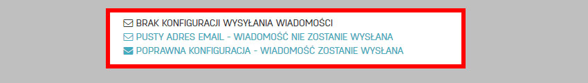 Konfiguracja wysyłania wiadomości - legenda