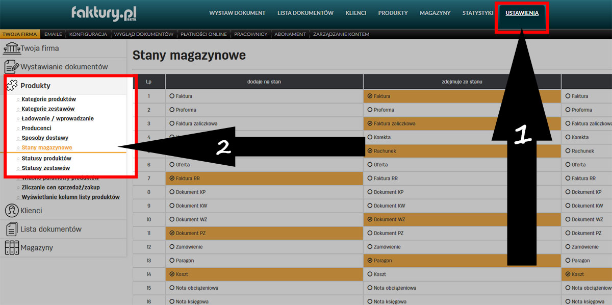 Zdejmowanie produktów z magazynu na podstawie wystawionych faktur w faktury.pl