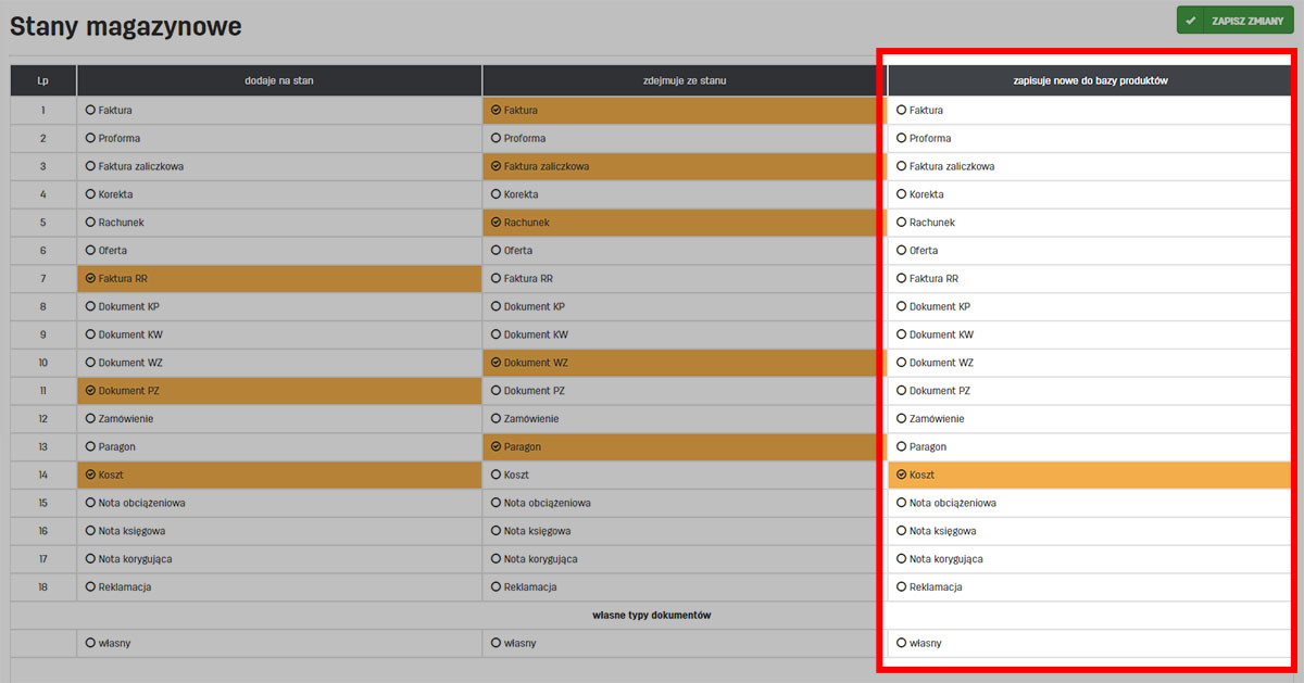 Zapis nowych produktów do bazy w programie faktury.pl