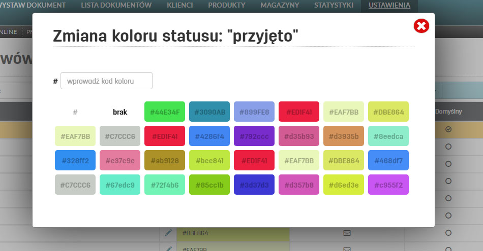Własne kolory dla statusów zestawów