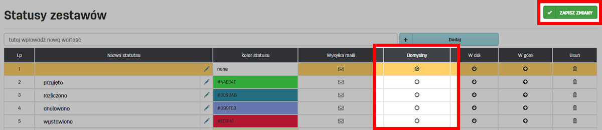 Domyślny status dla zestawów produktów w serwisie faktury.pl