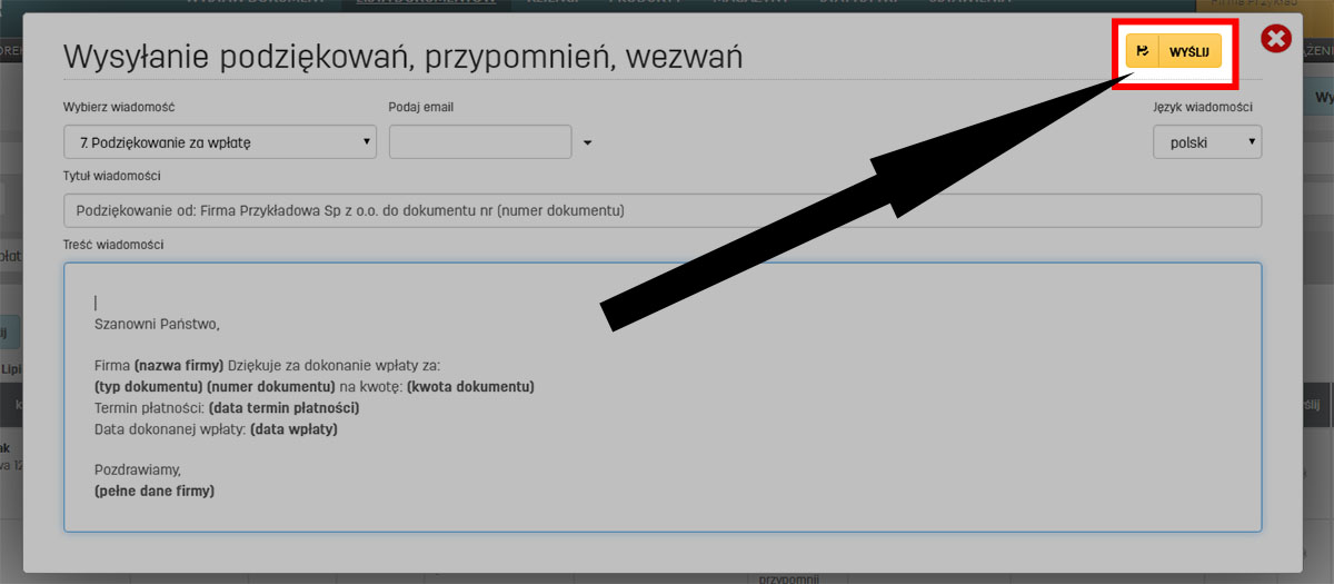 Jak zmienić treść wiadomości wysyłanej do kontrahenta na faktury.pl