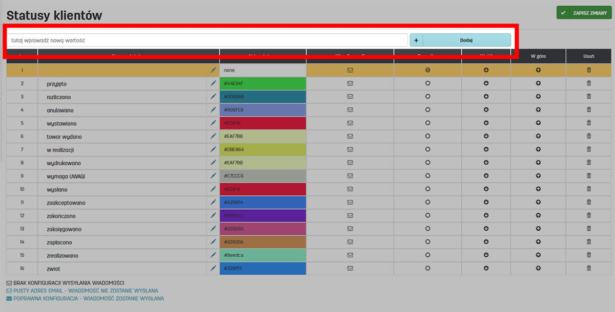 Tworzenie statusów dla klientów w programie faktury.pl Dodawanie własnego statusu dla klientów