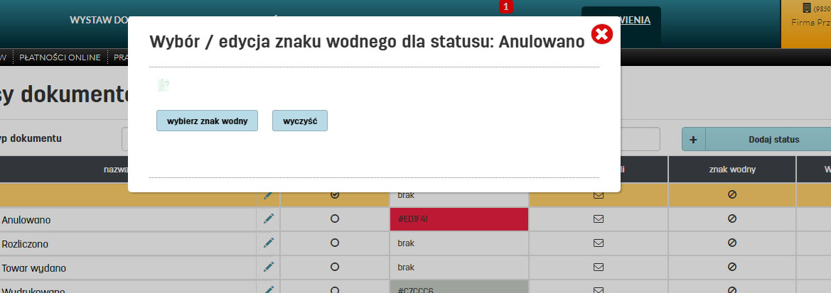 Znaki wodne i statusy dokumentów