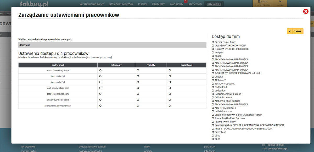 Edycja danych udostępnionych pracownikowi