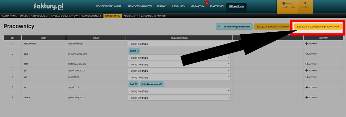 Jak zmienić ustawienia pracowników