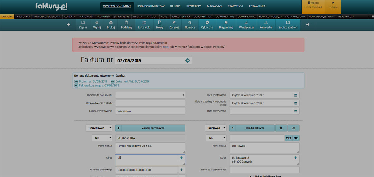 Edycja faktury Jak edytować fakturę