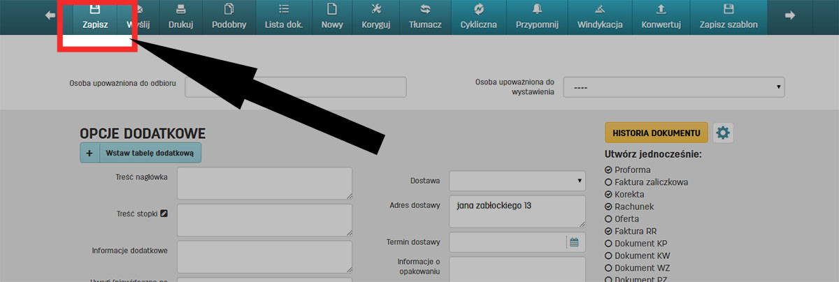 Jak zapisać fakturę w programie faktury.pl Zapisywanie faktury