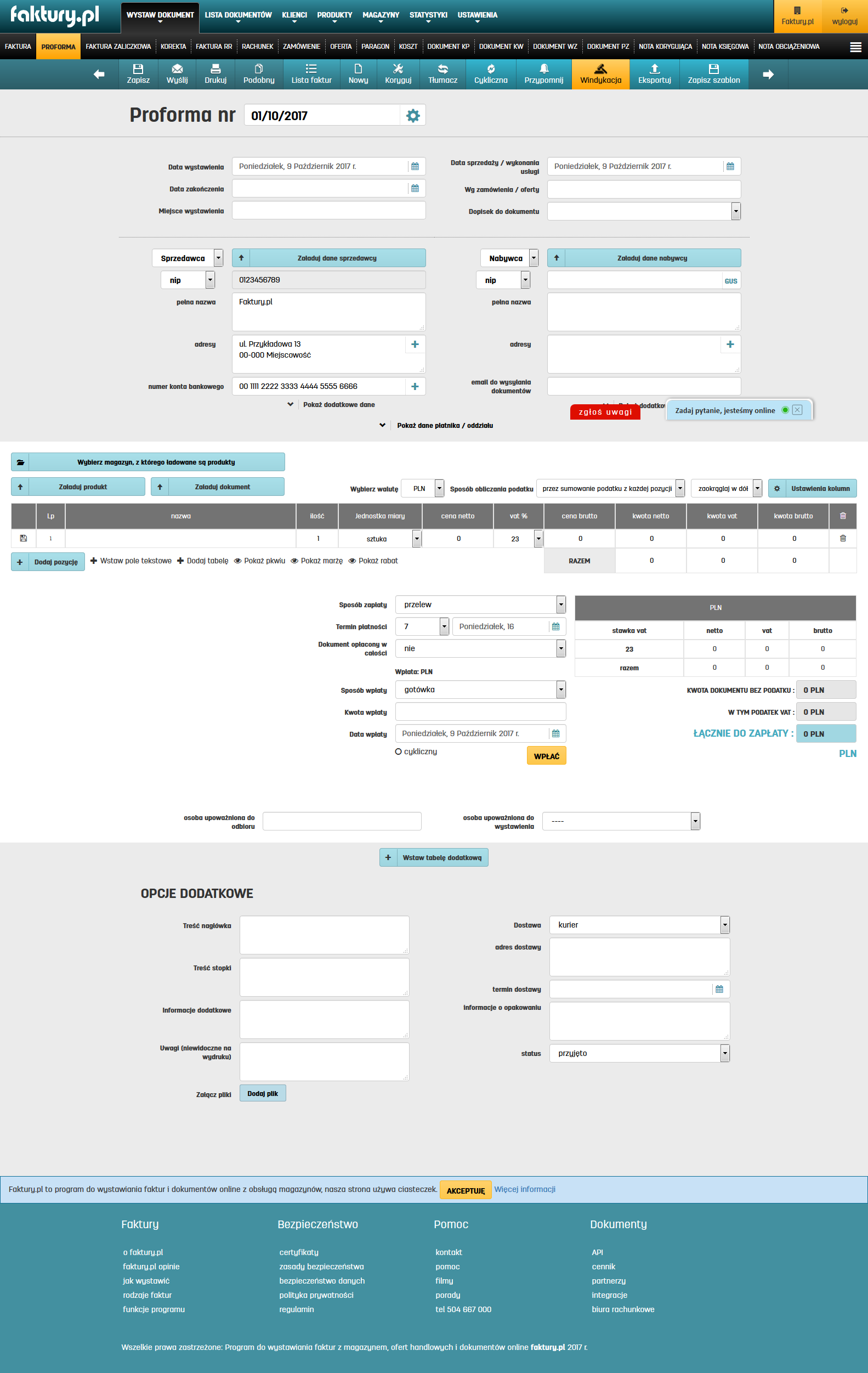 Proforma w oprogramowaniu faktury.pl
