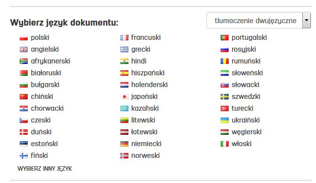 Tłumaczenie faktury na jeden z 35 języków na faktury.pl